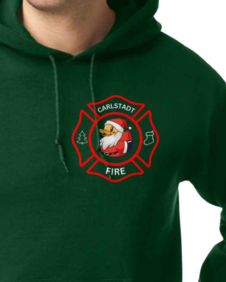 Carlstadt FD Gildan Santa Duck Hoodie