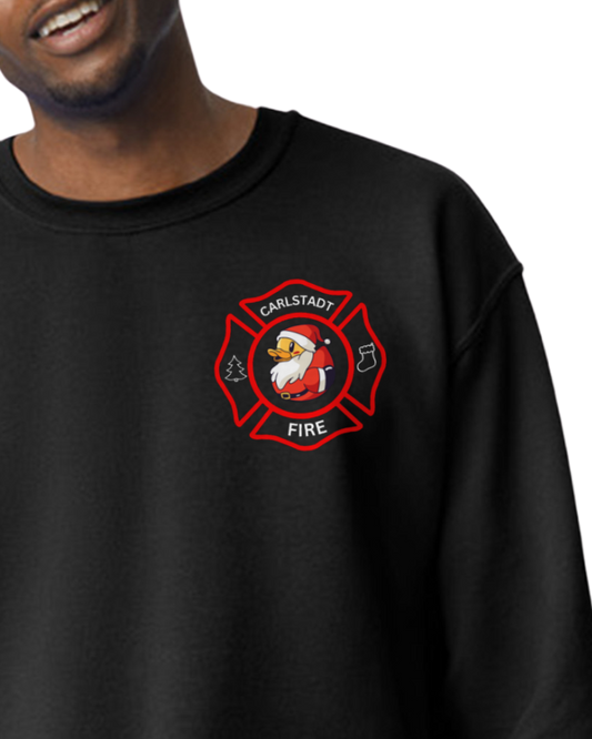 Carlstadt Fire Department Santa Duck Gildan Crewneck Sweatshirt