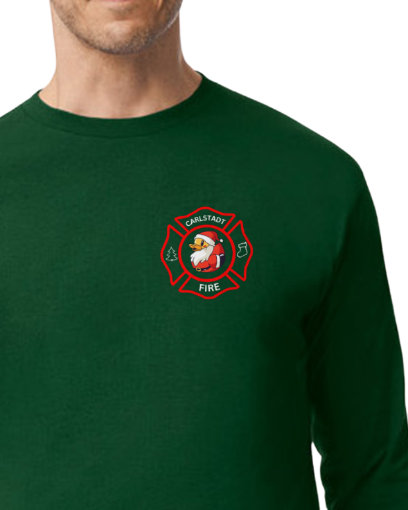 Carlstadt FD Santa Duck Gildan Long Sleeve Tee