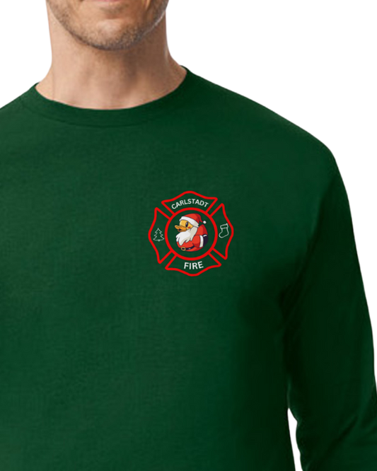 Carlstadt FD Santa Duck Gildan Long Sleeve Tee