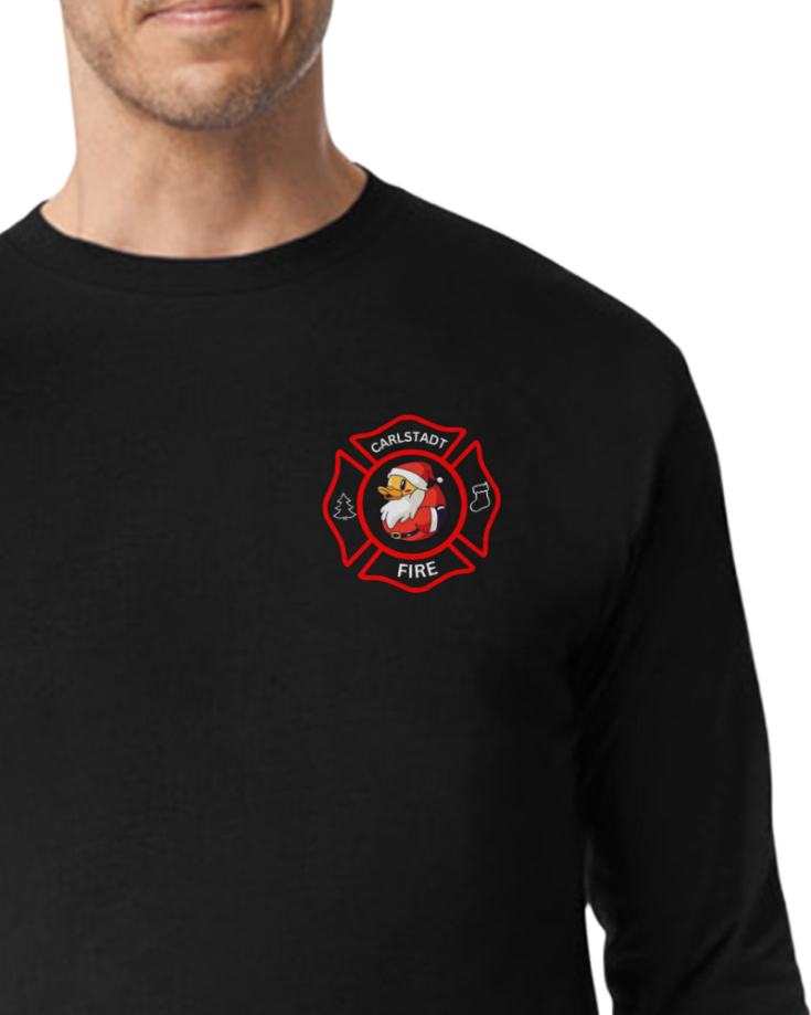 Carlstadt FD Santa Duck Gildan Long Sleeve Tee